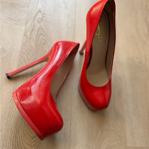 Yves Saint Laurent Vibrant Red Heels - Picture 1 of 7